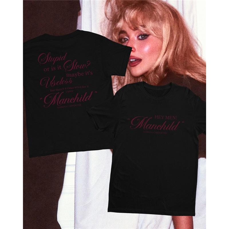 T-shirt Stampata Cantante Americana Sabrina Carpenter Uomo Donna Oversize Cotone Casual Comoda Manica Corta High Street Harajuku Abbigliamento Femminile Maschile