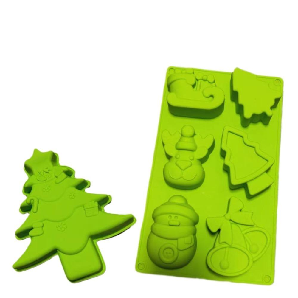 Christmas Silicone Baking Mold Classic Green Christmas Tree Pendant Mold for Chocolate Cake Jelly Suitable for Christmas