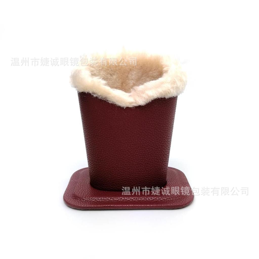 New Fashionable Small Grain Leather Eyewear Stand Minimalist Display Stand Ultra-Dense Pencil Holder Trending Eyewear Case Plush Eyewear
