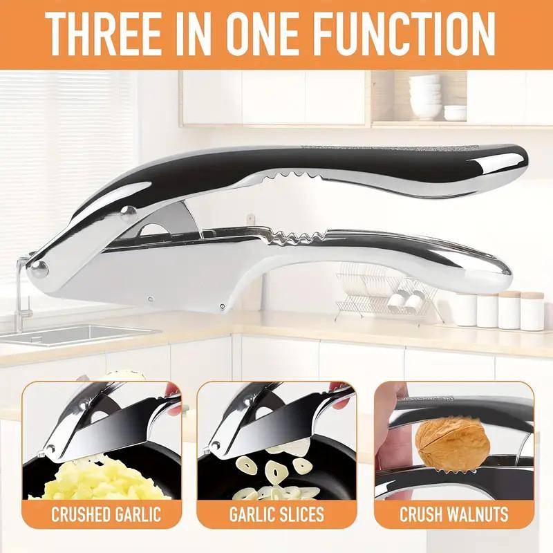 Moderne minimalistische Knoblauchpresse und -schneider aus Metall für den Heimgebrauch und als Geschenk