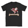 Fun Santa Doing Reformer Pilates Christmas Xmas Pilates TShirt Men  Fashion Cotton Tee Shirt Short Sleeve T Shirt Classic Tops