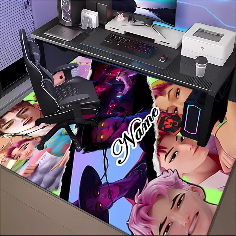 Custom Name Fantasy Night Trio K-Pop Rug for Living Room, Game Rooms, Office, Bedroom, Floor Mat Playful Design, fan gifts Christmas decor