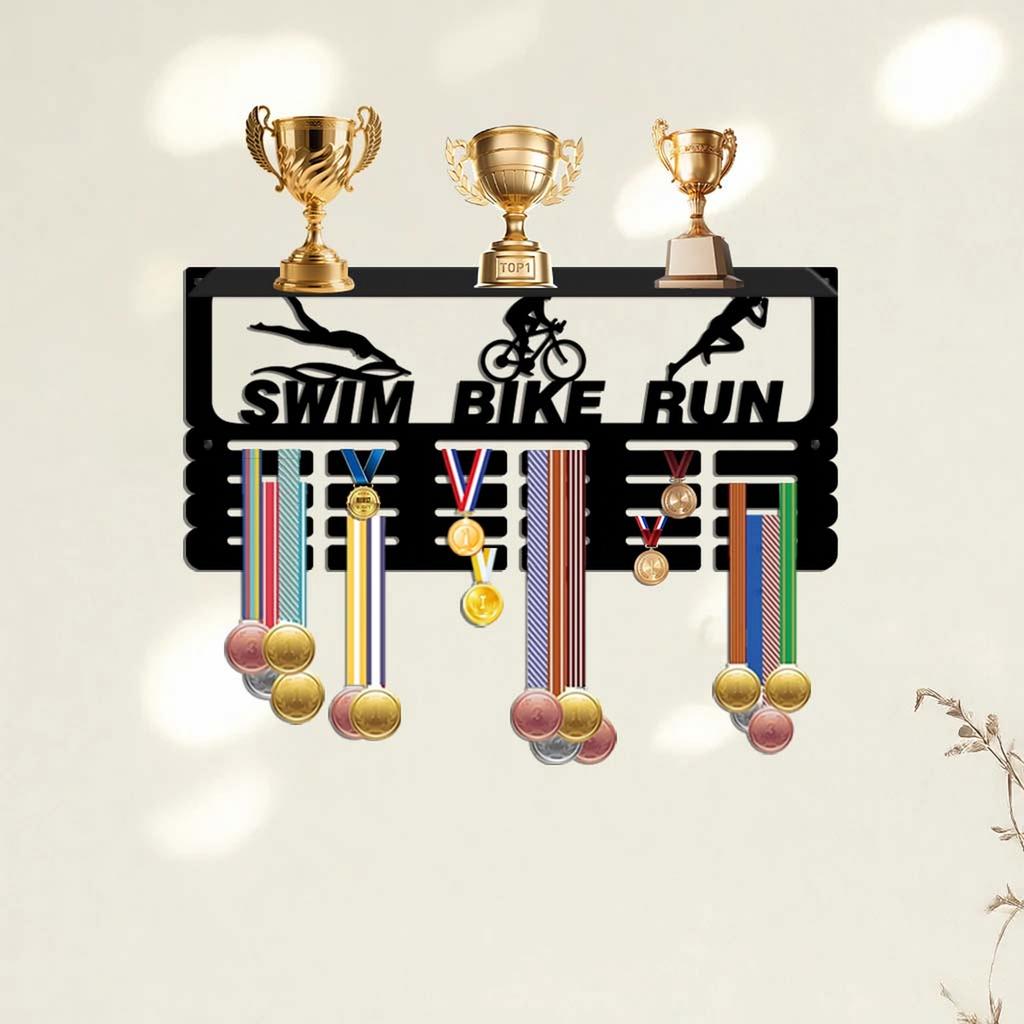 Wall Mounted Display Rack with Hooks for Awards and Medals
