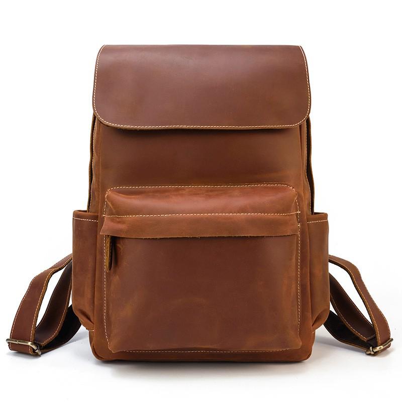 Vintage Crazy Horse Leder Rucksack für Damen und Herren - Echte Leder Reise- und Schultasche