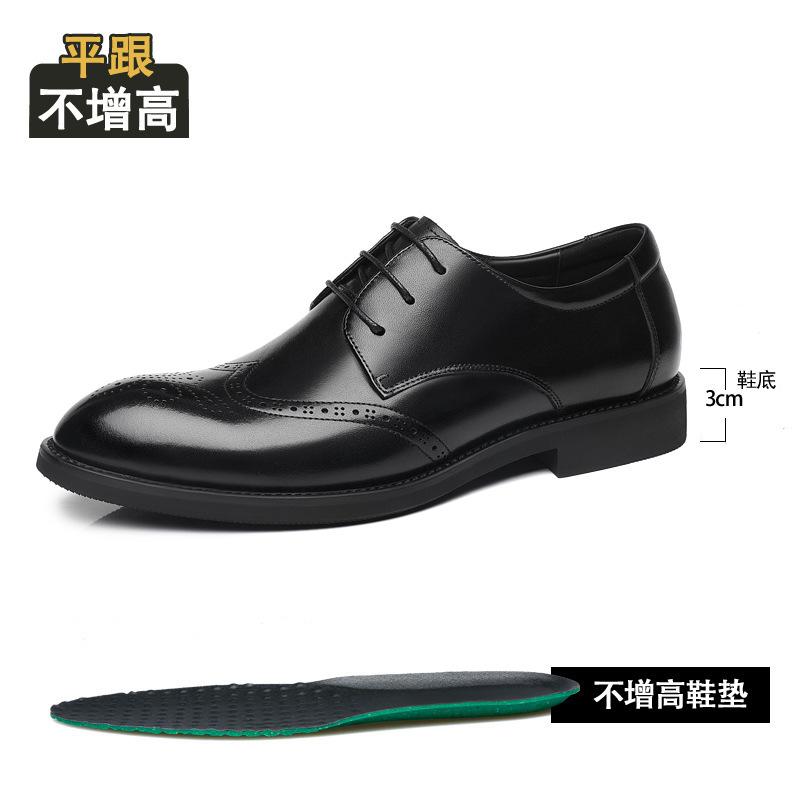 

Block first layer cowhide business dress men s leather shoes inner height increase British style leather pointed casual men s shoes 44