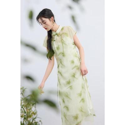 Sancai Übergröße Neues Chinesisches Stil Batik-Kleid