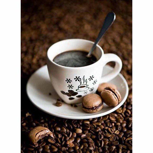 Diy 5D Diamond Painting Coffee Cup Diamond Embroidery Coffee Beans Kitchen Mosaic Scenery