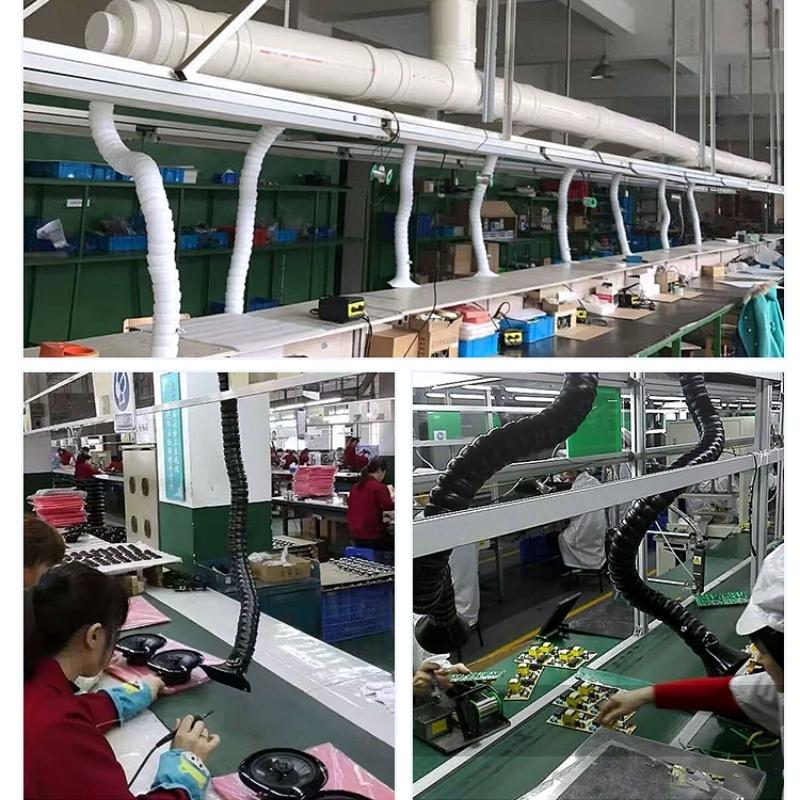 50mm 75mm POM Flexible Smoke Exhaust for Soldering Smoke Extractor Welding Fume Arms with Square Round Hood