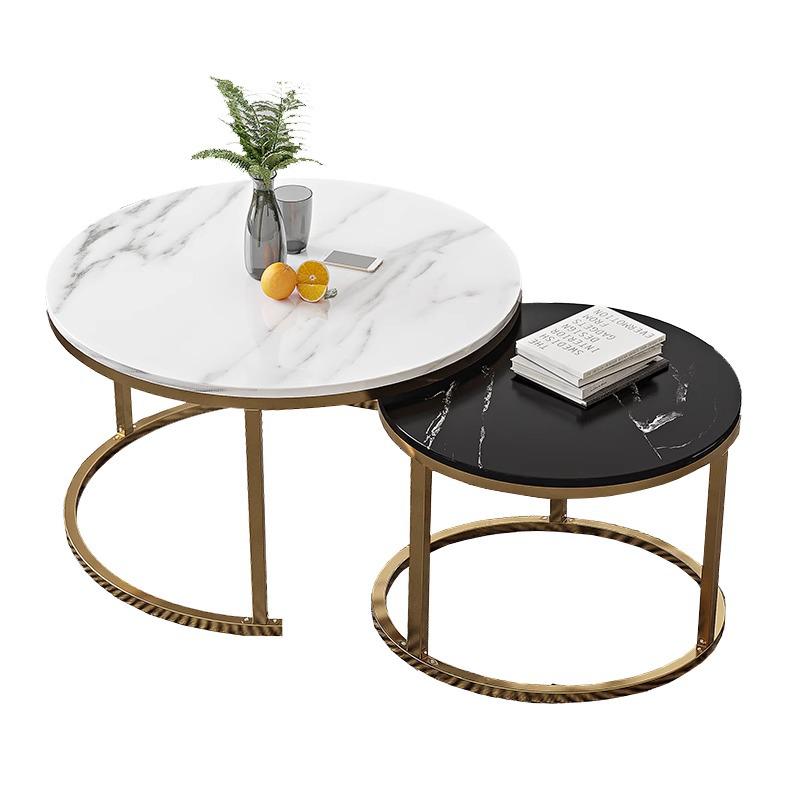 Round Coffee Table for Living Room, Sofa Side Table, Small Apartment or Balcony, Modern Light Luxury Tea Table.