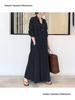 2026 European Cotton Linen Long Sleeve Lapel Shirt Dress with Patch Pocket – Casual, Loose Fit
