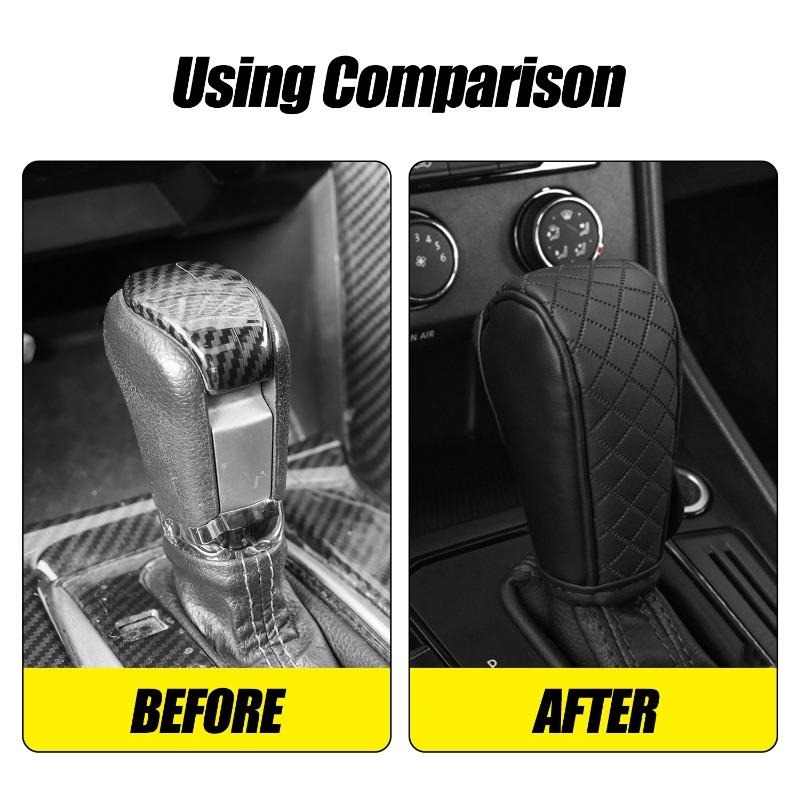 Universele Auto Versnellingspook Beschermhoes Leer Ademend Rundleer Versnellingspook Beschermhoes Koolstofvezel Patroon Auto Interieur