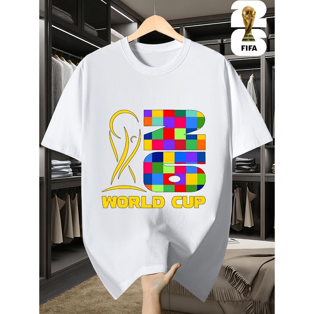 Men'S Short-Sleeve T-Shirt Featuring a Fun FIFA Football Design for The 2026 Usa-Canada-Mexico World Cup, Perfect for Street Style.