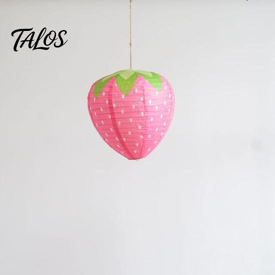 Sweet Style Event Supplies Strawberry Paper Lantern, Pink Fruit Shaped Hanging Decor for Birthday Party, Theme Party Favors Collapsible Round