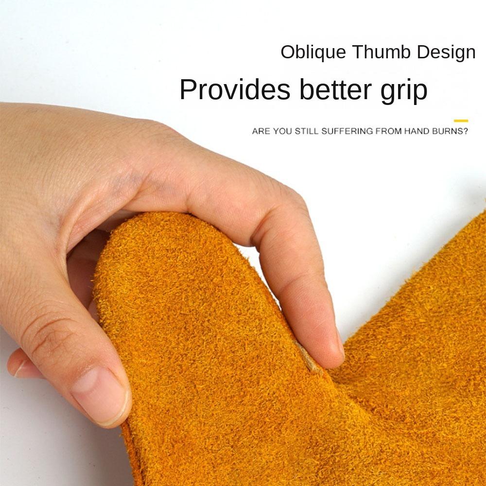 1 pár svařovacích rukavic z hovězí kůže zesílené pracovní bezpečnostní rukavice rukavice pro ochranu práce stavebnictví