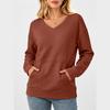 Women's Casual V-Neck Long Sleeve Pullover Sweatshirt with Pockets