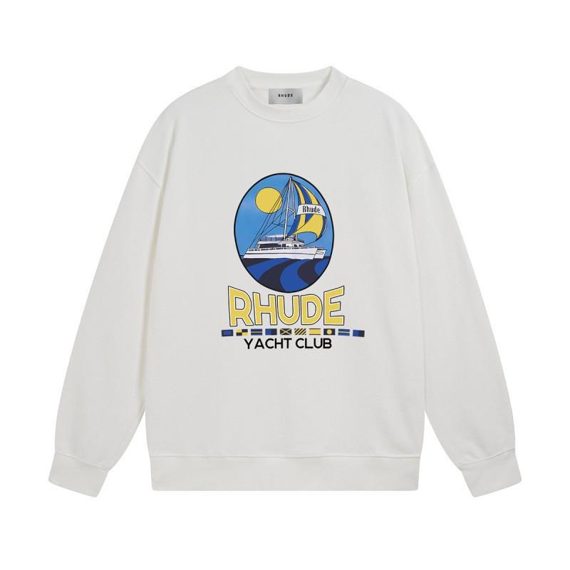 Rhude Vintage Letter Print Oversized Hoodie Men Women Casual Streetwear Sweatshirt