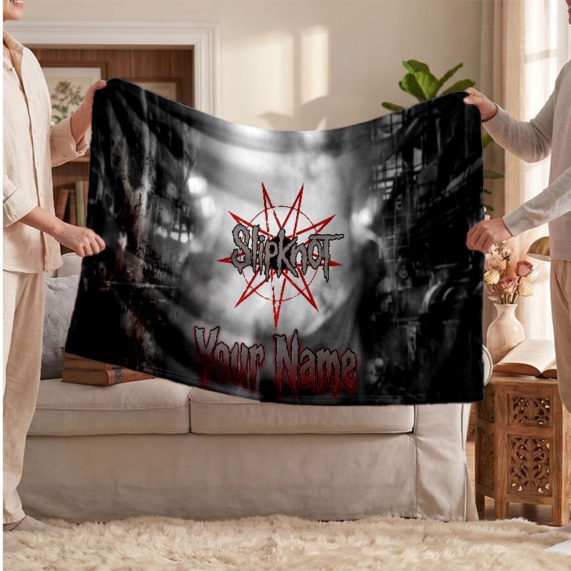 Slipknot Flannel Blanket, Custom Name Text Personalized Soft Throw Blanket Home Decor Gift