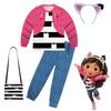 Gabbys Dolhouse Kids Costume Pajama Set Gabby Cat Girls Long Sleeve T Shirt+Pants Headband Set Children Halloween Nightgowns