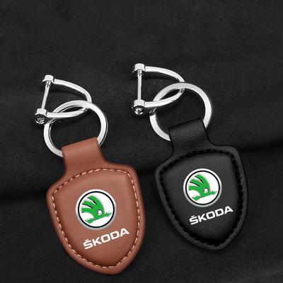 Çok Renkli Lüks Araba Anahtarlığı Hakiki Deri Anahtar Halkası Aksesuarları octavia fabia rapid yeti superb octavia a5 a7 mkdr59 için