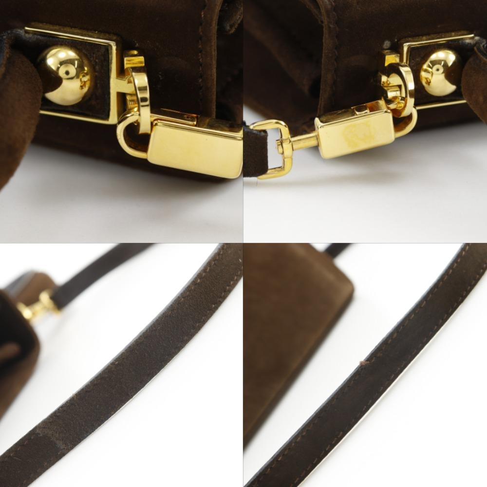 Salvatore Ferragamo Gancini Handbag 2WAYShoulder Brown Suede Women Used