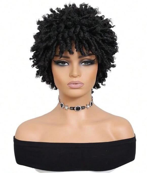 

Короткий синтетический парик для чернокожих женщин и мужчин, афро-парик с искусственными дредами, термостойкий, короткий плетеный парик для чернокожих женщин