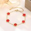 Women's Glossy Pearl Clover Jewelry Set: Bracelet, Necklace, Earrings, Ring
