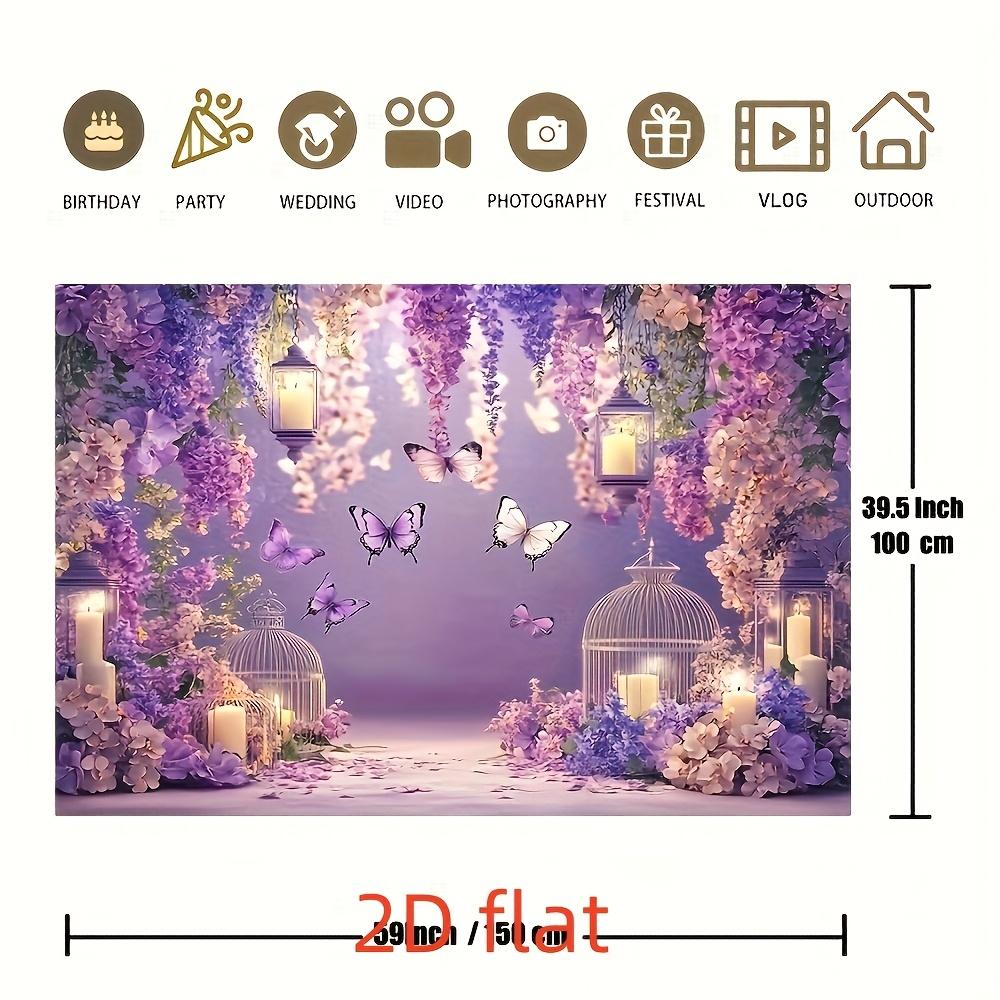 2D Flat Stunning Purple & Pink Butterfly Backdrop - Versatile Polyester Banner for Birthdays Weddings & Photography