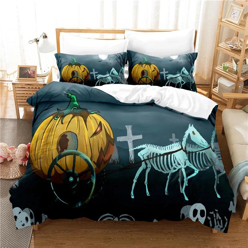 

3D Print Halowen Skuls Roupa De Cama Bedclothes Hapy Halowen Comfortable Quilt Cover Set Cover US Quen 28x28cm Bed Linen Set Drop Ship 135*200cm Eu-Single