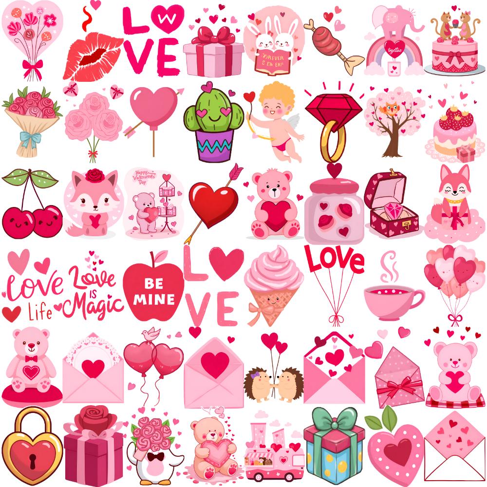 54pcs Temporary Tattoo Heart Symbols Temporary Tattoo Stickers Love Icons Waterproof Long-lasting Body Stickers For Cheeks