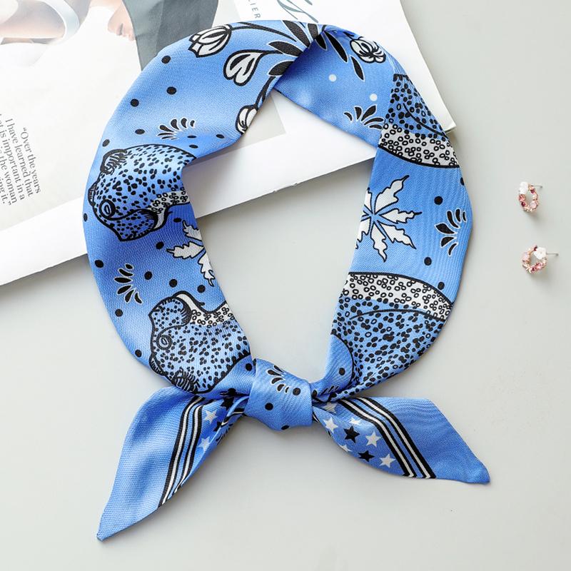 Europe Fashion New Animal Feather Pattern Ladies Leisure Decoration Twill Long Strip Streamer Silk Scarf Tie Bind a Bag Ribbon