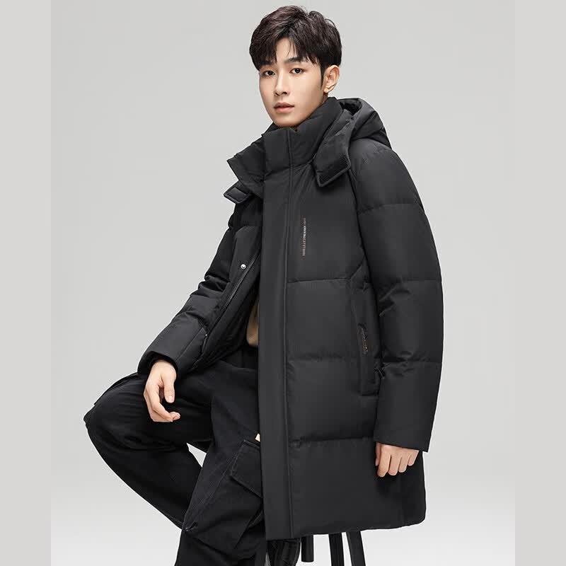 Men s Graphene Mid-Length Hooded Down Jacket 175