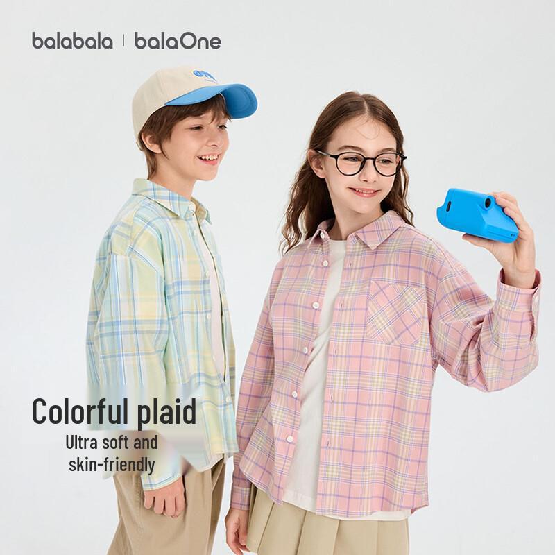 Balabala Kids' Plaid Long-Sleeve Shirt Jacket