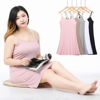 Women's Plus Size Modal Loungewear Suspender Dress Vest Skirt Bottom Simple Fat  Nightdress