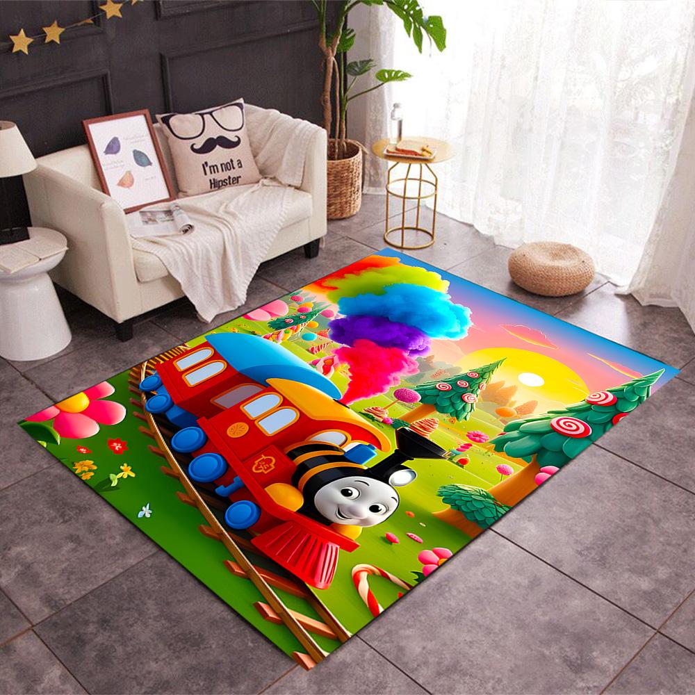 Thomas Train Birthday Party Carpet Design for Hallway Dormitory Game Room Balcony Antislip Carpet Anime Office Decor