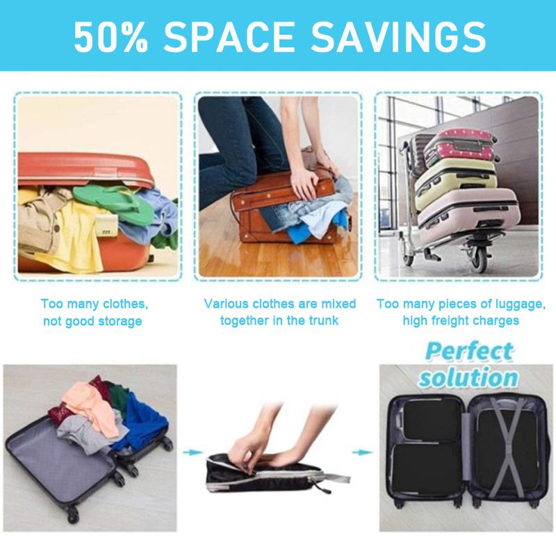 3Pcs Compressible Travel Storage Bag Foldable Waterproof Packing Cubes Travel Suitcase Portable With Handbag Luggage Organizer