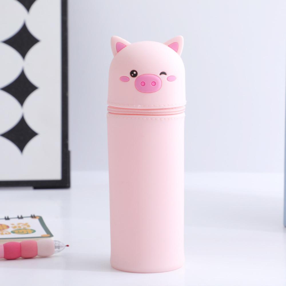 Dirt Resistant Pen Container Silicone Stationery Organizer Cartoon Pencil Holder  for Students