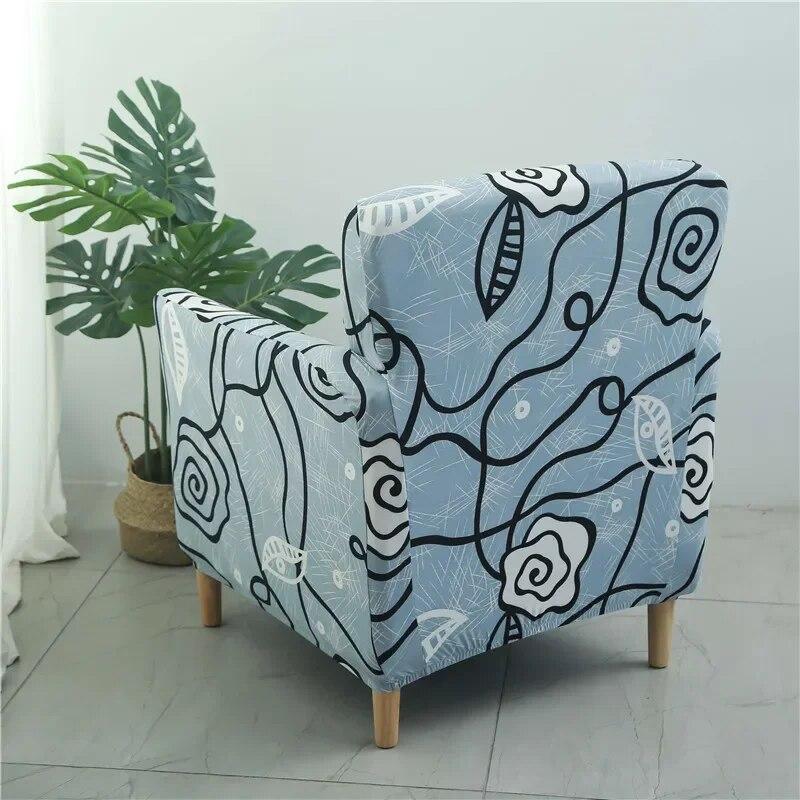 Floral Tub Chair Cover for Living Room Spandex Elastic Club Armchair Slipcover Stretch Single Sofa Covers Home Bar Counter Hotel