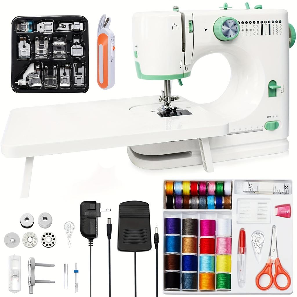 Mini Sewing Machine, Electric Portable Sewing Machine, Adjustable Sewing Speed, 12 Stitches, Two Speeds, with Foot Pedal and Sewing Kit