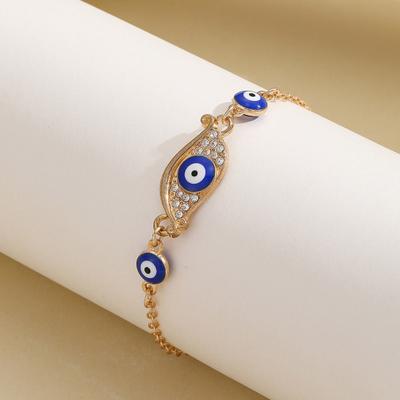 Evil Eye Bracelet Hand of Fatima Women Bracelet Adjustable Chain Blue Evil Eye Cubic Zirconia Bracelet Jewelry Gift for Her Wife