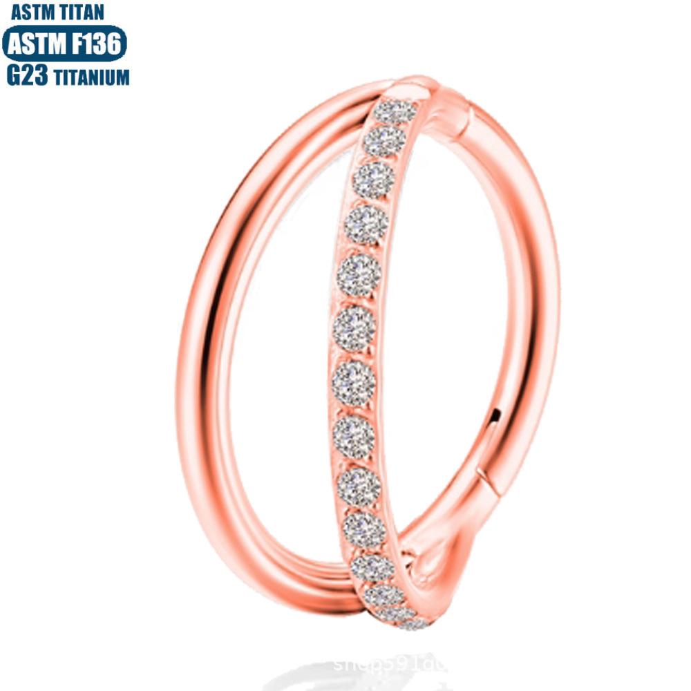 F136 Implant Grade Titanium Forked Nose Ring & Zirconia Seamless Stud Earring Set