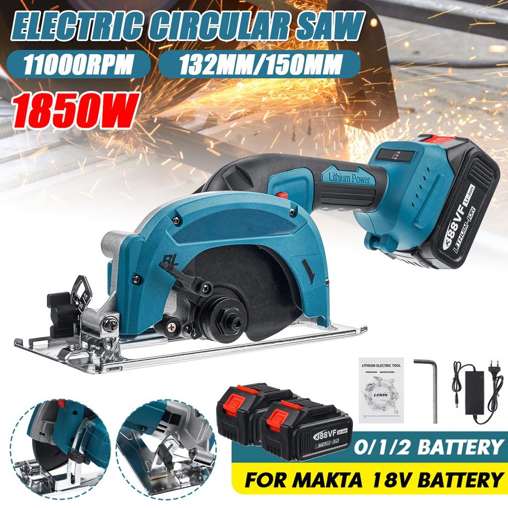 1850W 132MM/125mm 388VF Brushless Cordless Electric Circular Saw 0- 45° Adjustable Handle Power Tools Woodworking Machine
