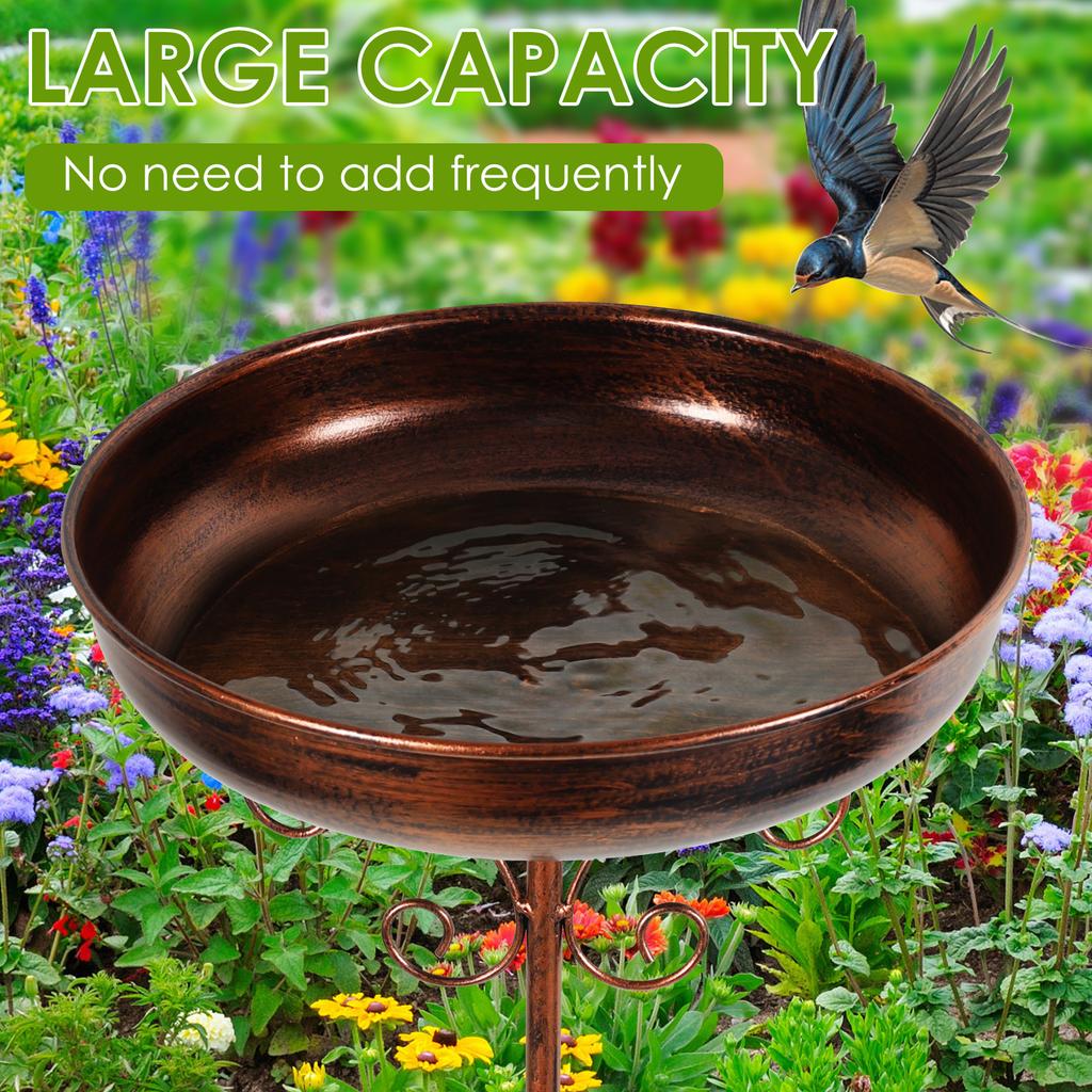 Bird Bath for Garden Metal Standing Bird Bath Feeder Bowls with 5 Prongs Stakes Easy to Install for Patio Outside Yard Decor