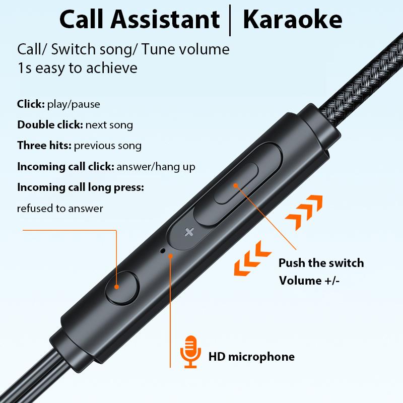 NEW Quad Core Earphones 9D Surround Sound Bass Type C&3.5mm In Ear Headphones Noise Reduction Earbuds Gaming Headset for Samsung