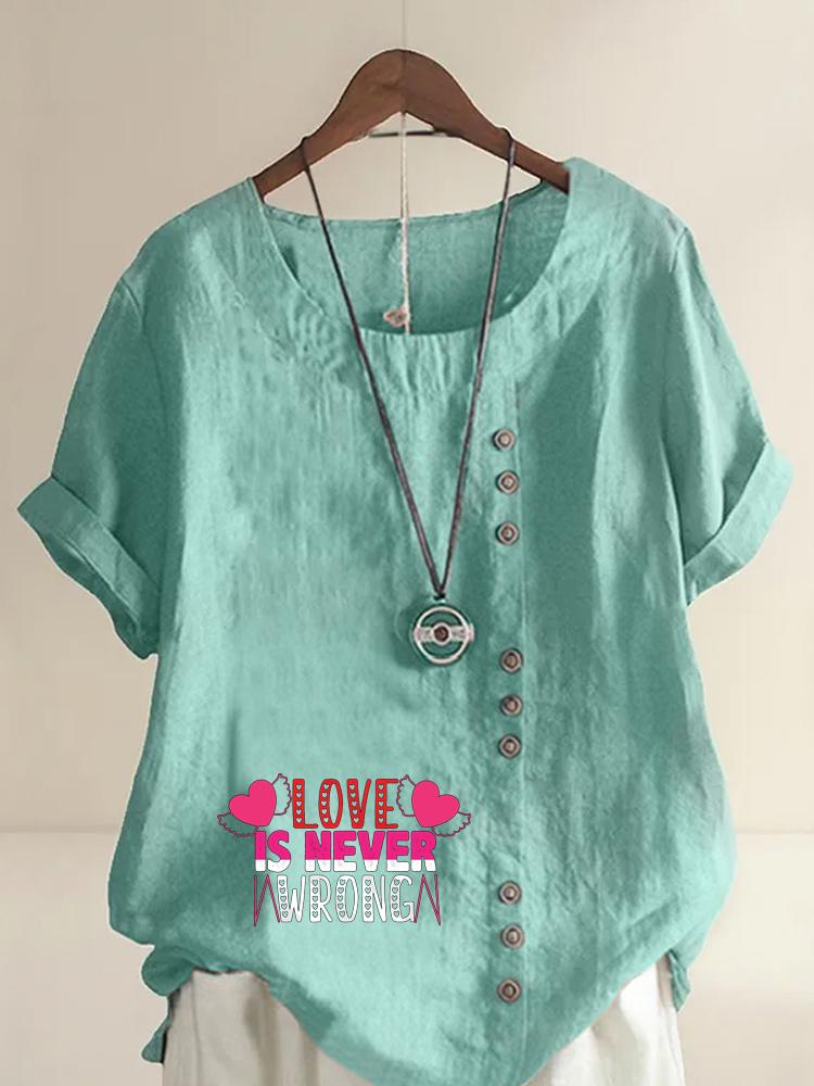 Women's Fashion Letter Printing Shot Sleeve T-shirt Loose Cotton Shirt Casual Loose Summer Blouse Tops Plus Size