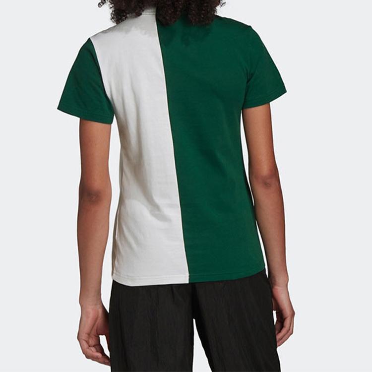 Adidas Adibreak Tee Logo Print Spliced Breathable Sports Round Neck Short Sleeve T-Shirt Women Tops Green GJ6584