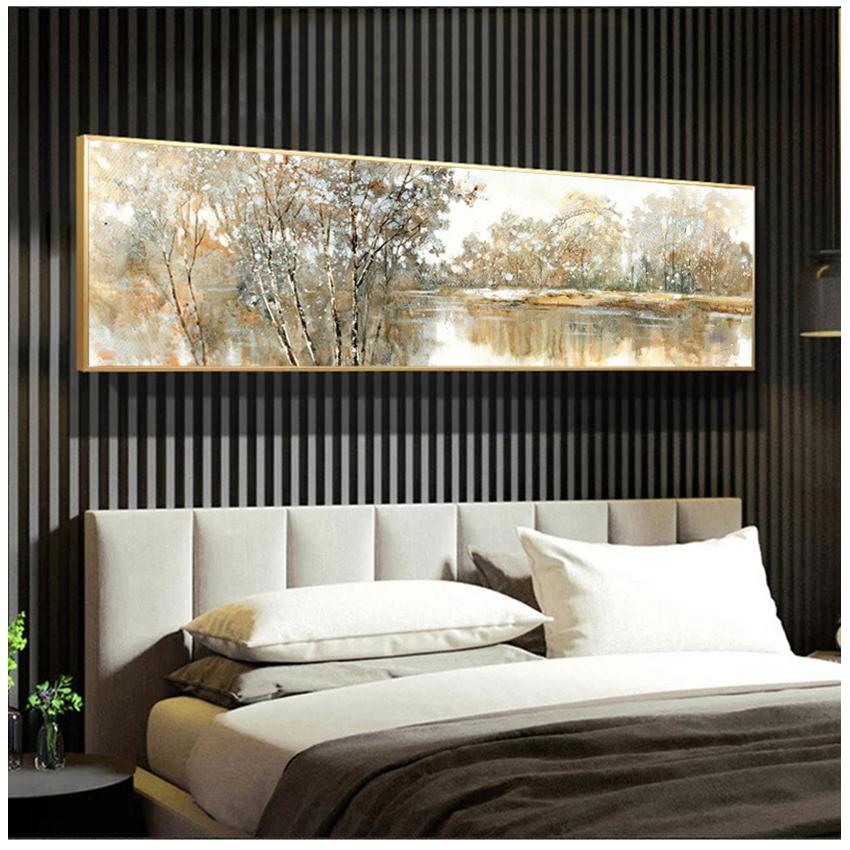 Bäume und Seen Bilder für Wohnzimmer ohne Rahmen, abstrakte Landschaft, Ölgemälde, Poster und Drucke, Wandkunst, Leinwandgemälde