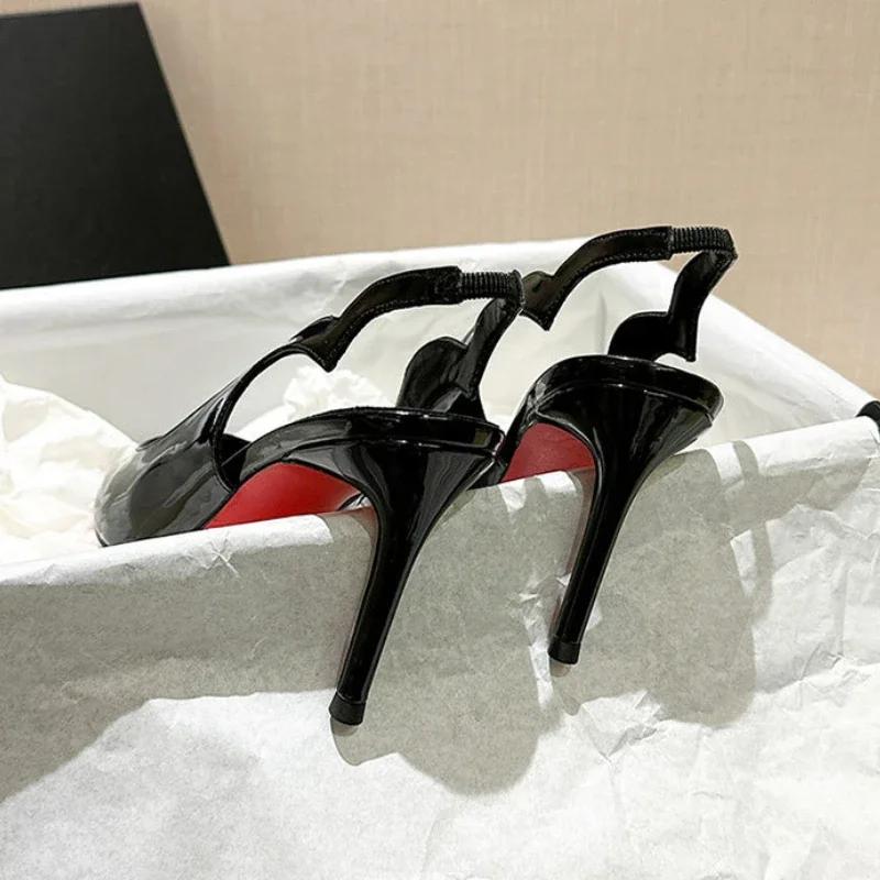 Fashion Sexy Brand Pointed Toe Thin High Heels Women Hollow Elegant Office Shoes Patent Leather Classic Designer Sandals Women Pumps