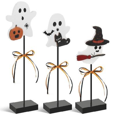 3Pcs Halloween Table Specter Decoration Festival Halloween Wood Specter Table Decoration for Indoor Celebration