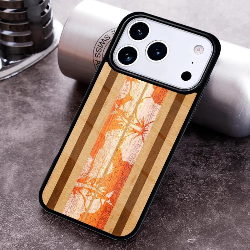 Hawaiian Faux Wood Surfboard Soft Phone Case for iPhone 17 16 15 Pro Max Air 14 13 12 11 Plus Shockproof Cover