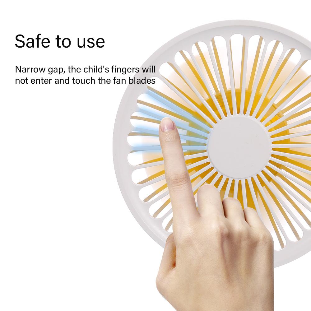 Desk Handheld Fan Mini Fan  with Light Portable Table Fan with USB Charging Angle and 3 Speed Adjustablefor Travel Office Room Household